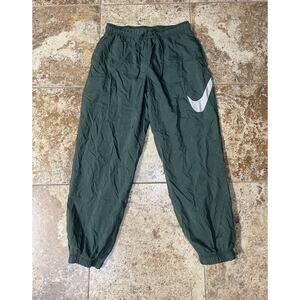 Women’s Nike Green Track Pants Size Medium White Large Swoosh Vintage Look